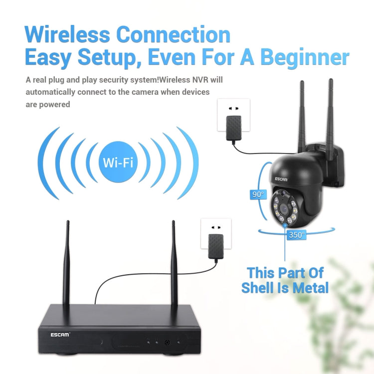 ESCAM WNK618 3.0 Million Pixels 8-channel Wireless Dome Camera HD NVR Security System, Support Motion Detection & Two-way Audio & Full-color Night Vision & TF Card, EU Plug, WNK618 ESCAM WNK618 3.0 Million Pixels 8-channel Wireless Dome Camera HD NVR Security System, Support Motion Detection & Two-way Audio & Full-color Night Vision & TF Card, EU Plug, WNK618